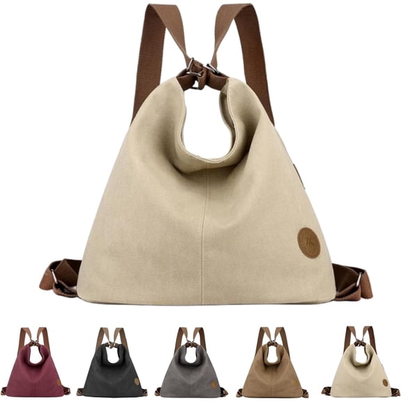 Multi Ways Convertible Canvas Shoulder Bag Tote Purse Backpack Crossbody Bags for Women Trendy Vintage Small Travel-khaki-