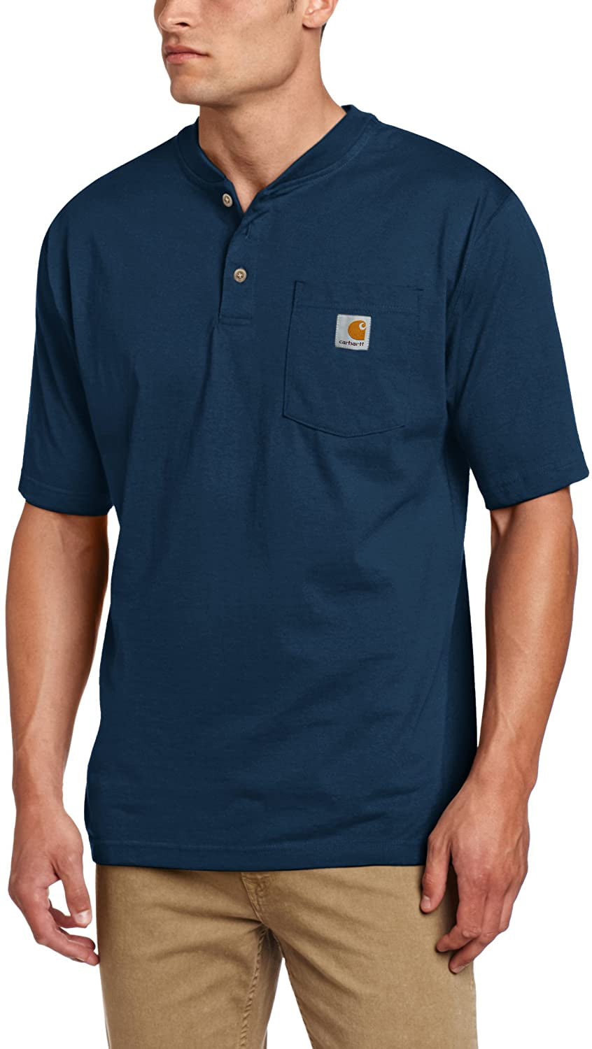 Carhartt Men's Shortsleeve Workwear Henley T-Shirt K84, Navy, XX-Large ...