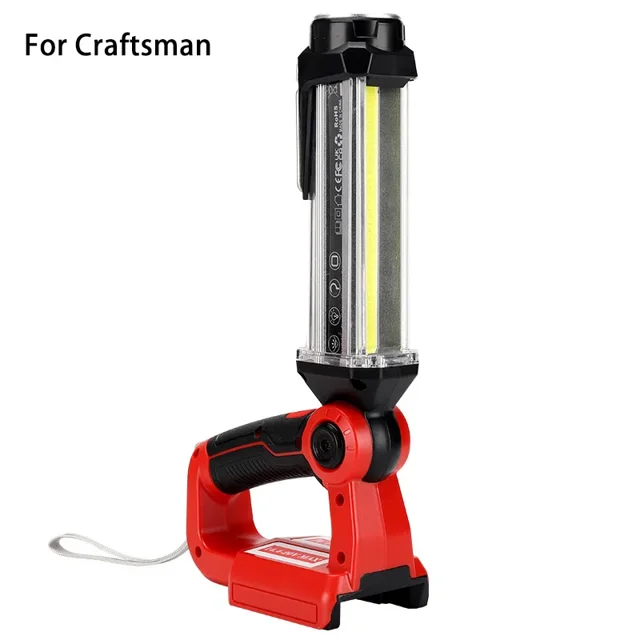 For Craftsman 20V Li-ion Battery 35W Handheld Flashlight Emergency Light Portable LED Light With USB Hook