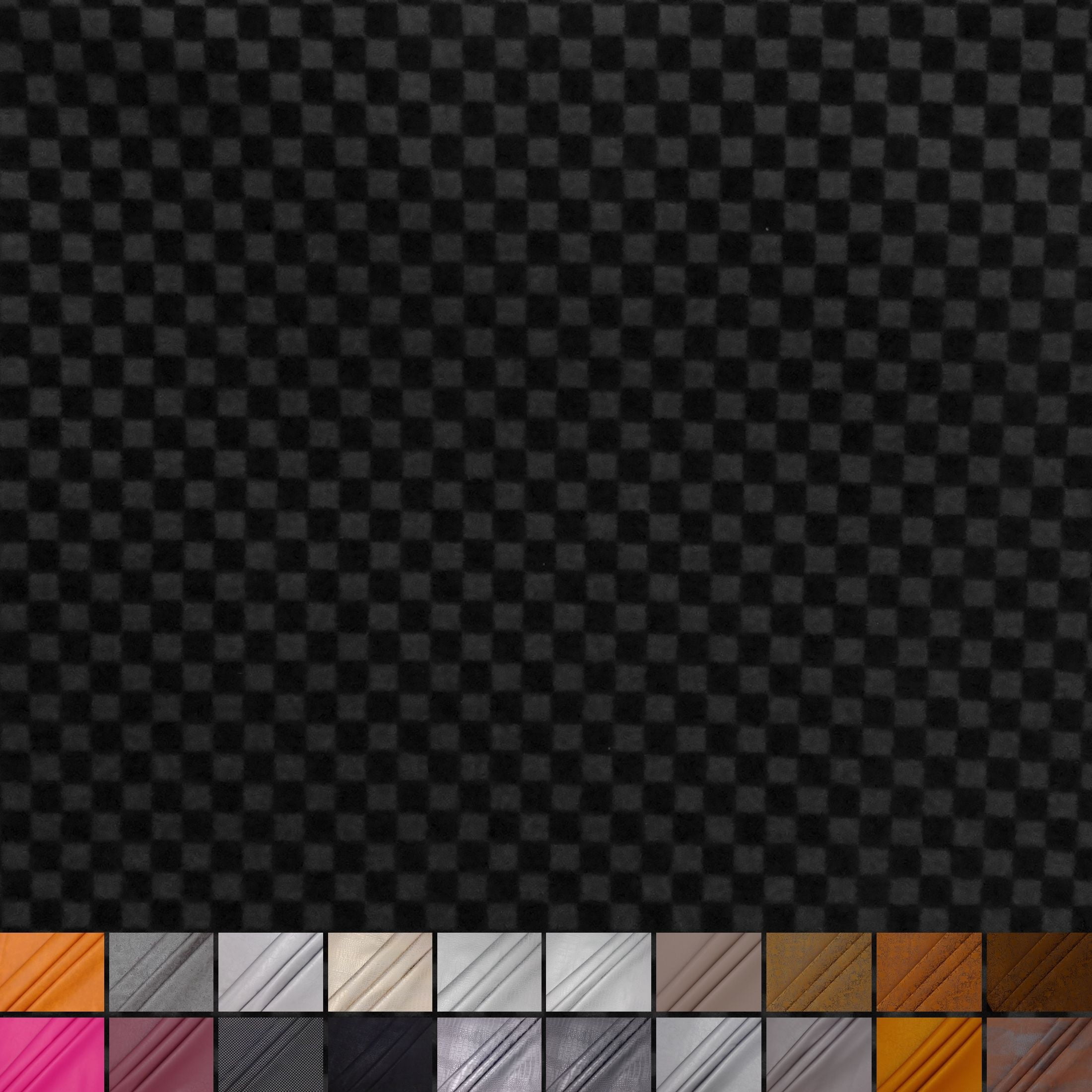 Waverly Inspirations By-the-Yard Checkered Faux Leather Fabric, Black, 60” Wide for Crafts & DIY Projects