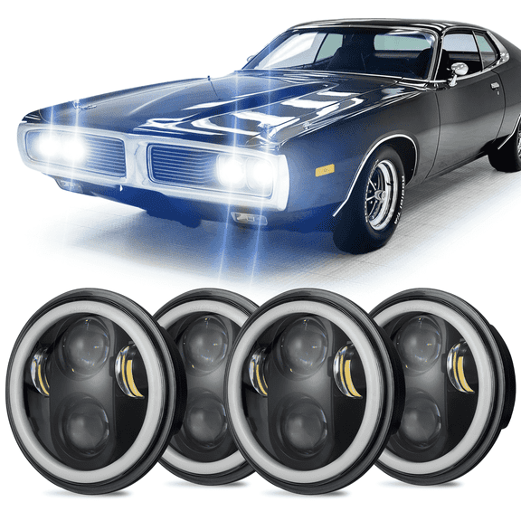 Fits 1962-1974 Dodge Charger Headlights LED High Low Sealed Beam H5001 H5006 Headlamp Assembly