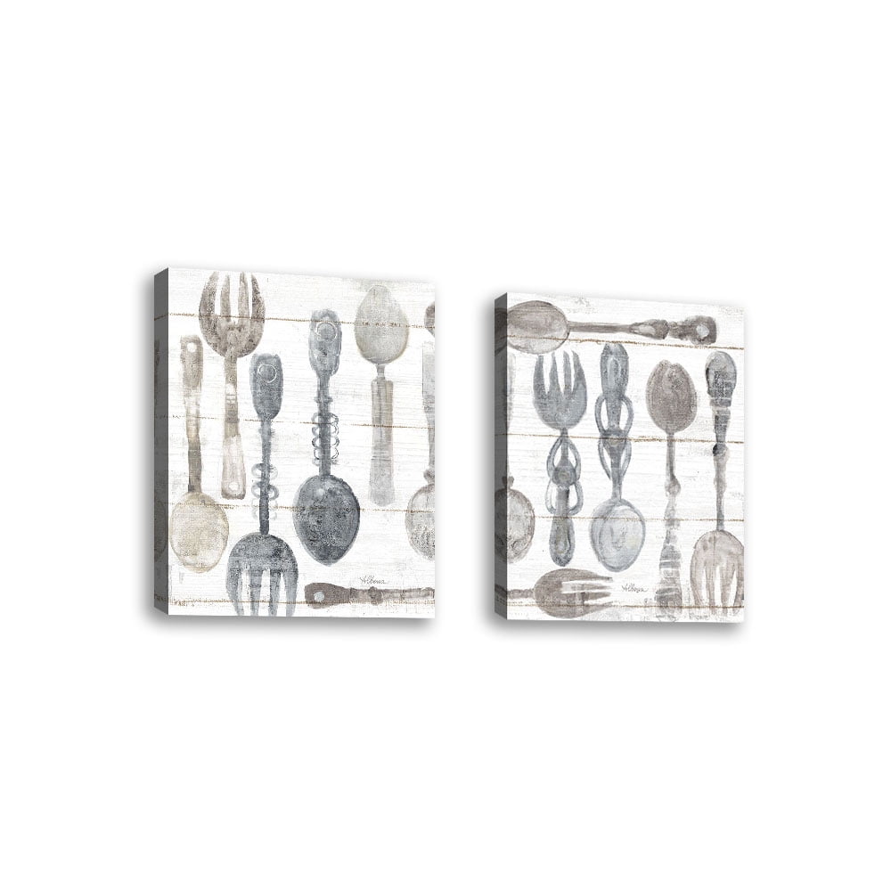 Set of 2 Spoons and Forks III Neutral Contemporary Fine Art Giclee