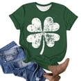 thumbnail image 7 of Plus Size JSKUMAR St Patrick's Day Short Sleeve Shirts for Women Stylish Shamrock Graphic Tee Funny Heart Printed Tops (Green,2XL), 7 of 7