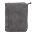 thumbnail image 2 of Cartera De Cuero Para Hombre, Tarjetero Vintage Triple Con Cremallera Cartera Corta Para Regalo Uso Diario Viajes, 2 of 7