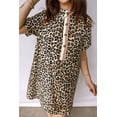 thumbnail image 5 of Women's Multicolour Leopard Mini Dress – Short Sleeve Shift Dress with Pockets for Summer Fun, XL, 5 of 6