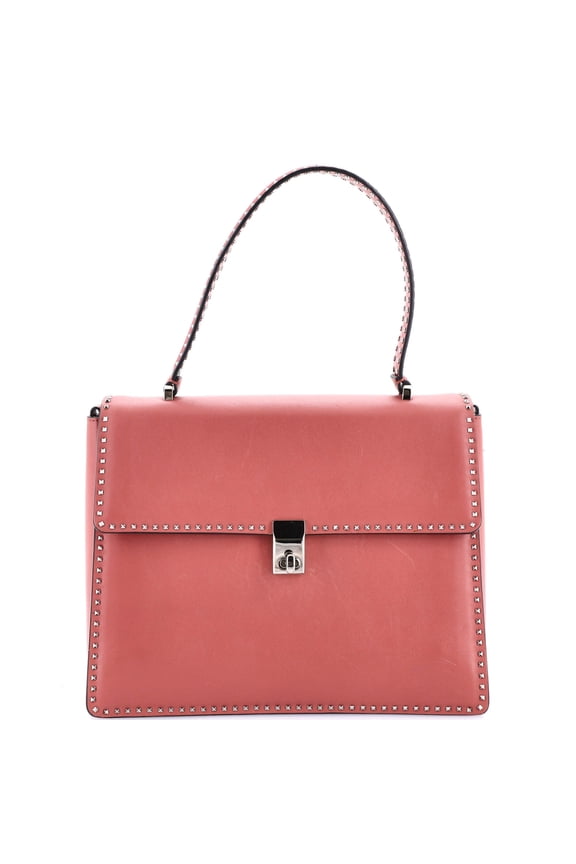 Pre-Owned Turnlock Top Handle Bag Leather with Micro Rockstuds Medium By Rebag