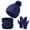 Blue, variant on COM1950s Hat and Gloves, Gloves for Winter, European and Winter Knitted Warm Gloves Hats Scarves Three Piece Set with Thick Velvet and Hat, Warm Winter Gloves, Hats and Gloves