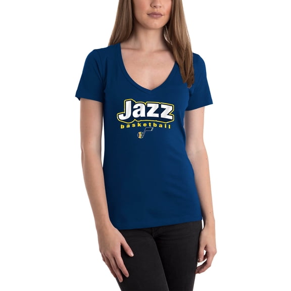 Women's 5th & Ocean by New Era Navy Utah Jazz NBA V-Neck T-Shirt