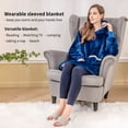 thumbnail image 3 of RUIKASI Wearable Blanket Hoodie Adult - Comfy Sherpa Blanket Hoodie Sweatshirt for Women Men, Hooded Blanket with Sleeves and Giant Pockets as Gifts for Adult, Blue, Small, 3 of 7