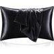 thumbnail image 1 of Satin Silk Pillowcase for Hair and Skin, Black Pillow Cases Standard Size Set of 2 Pack, Super Soft Pillow Case with Envelope Closure (20x40 Inches), 1 of 4