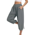 thumbnail image 5 of ABATAB Capri Pants for Women Ruched Loose Low Waist Yoga Capris with Pockets Casual Workout Gym Exercise Cinch Crop Pants, 5 of 7