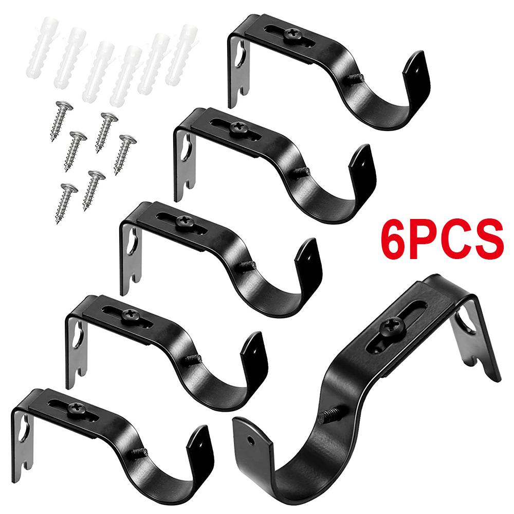 6 Pcs General Adjustable Curtain Rod Brackets, Valance Bracket, Curtain