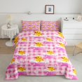 thumbnail image 2 of Feelyou Cute Yellow Duck Bedding Comforter Set for Kid, Kawaii Summer Animal Twin Comforter Sets, Cartoon Pink Buffalo Reversible Bedding Set, Super Cozy Room Decor, 2-Piece, 2 of 8