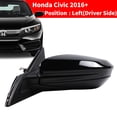 thumbnail image 6 of Marretoo Manual Folding Left Driver Side View Mirror for 2016-2023 Honda Civic Power, Black, 6 of 7