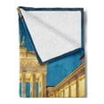 thumbnail image 2 of Travel Soft Flannel Fleece Throw Blanket, Classic View of Famous Brandenburg Gate Germany National and Landmark, Cozy Plush for Indoor and Outdoor Use, 60" x 80", Blue Yellow Pink, by Ambesonne, 2 of 5