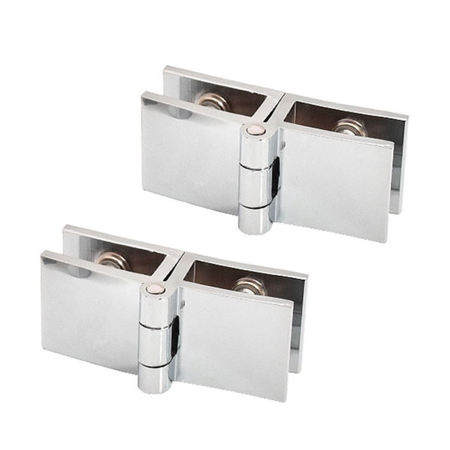 2 Pcs Silver Bathroom Shower Glass Door Hinges Cabinet Hardware Clamp Hinge Set