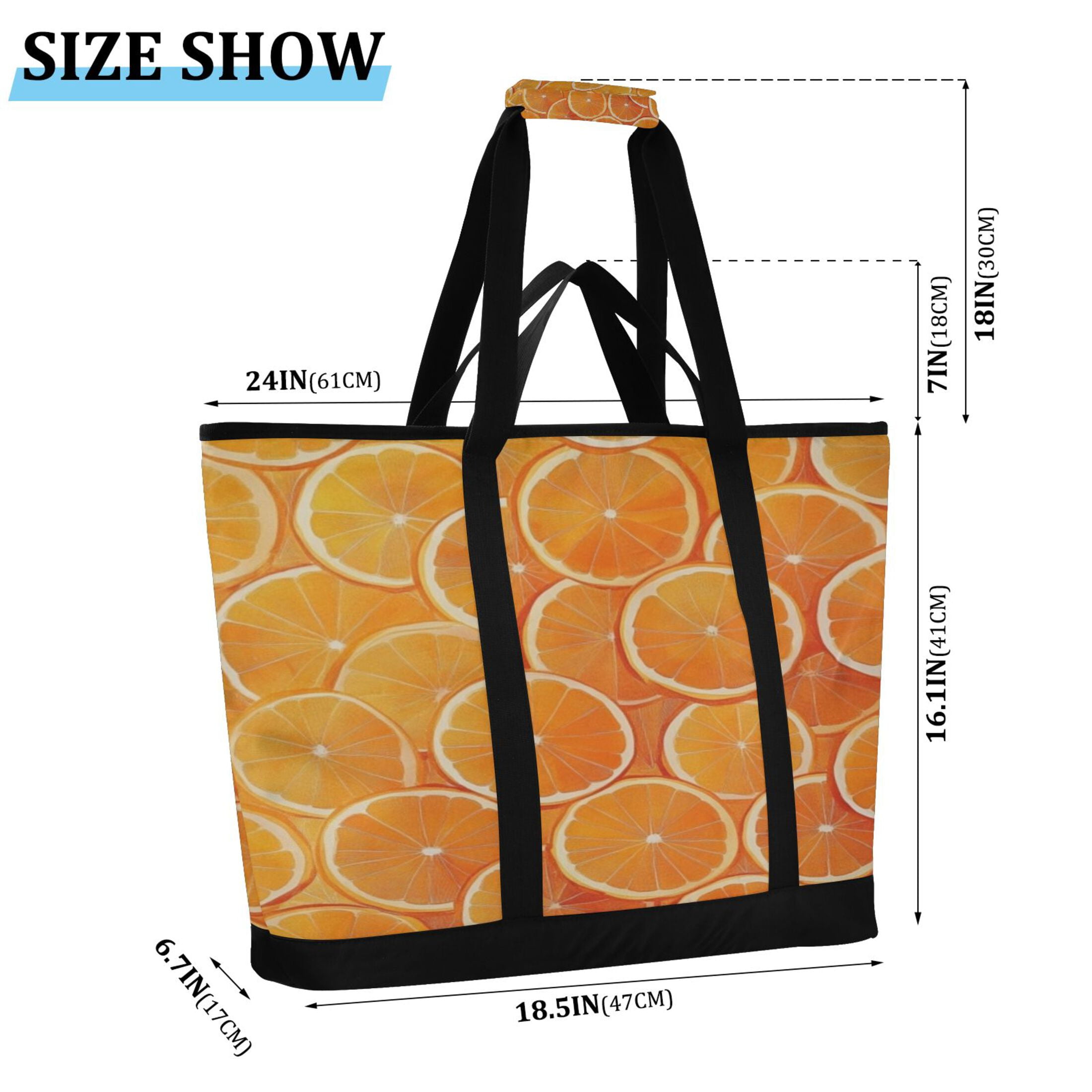 Large Hand-held Ice Pack Picnic Bag Insulation and Refrigeration Suitable for Shopping Picnics and Camping Orange Sliced Orange