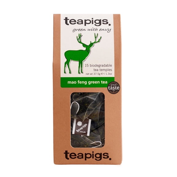 teapigs Mao Feng Green Tea Bags, 15 Count, Clear Pale Green Tea, Fresh Summer Air Taste, Biodegradable, Plant Based Tea Bag