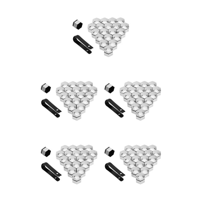 ZheElen 20Pcs Car Wheel Nut Caps Plastic Waterproof Auto Hub Screw Cover Thread Design Rims Exterior Decoration Good Sealing Silver 5Set