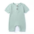 thumbnail image 4 of Mikilon Summer Knitted Rompers for Babys Solid Color Short Sleeve Button-Up ‌Rompers Comfortable Round Neck Rompers ,Size 0 Month-18 Months, 4 of 4