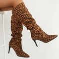 thumbnail image 2 of Luxalzxs Knee High Boots for Women Pointed Toe Suede Boots High Heel Pull On Sexy Fashion Leopard Print Dress Long Slouchy Boot, 2 of 5