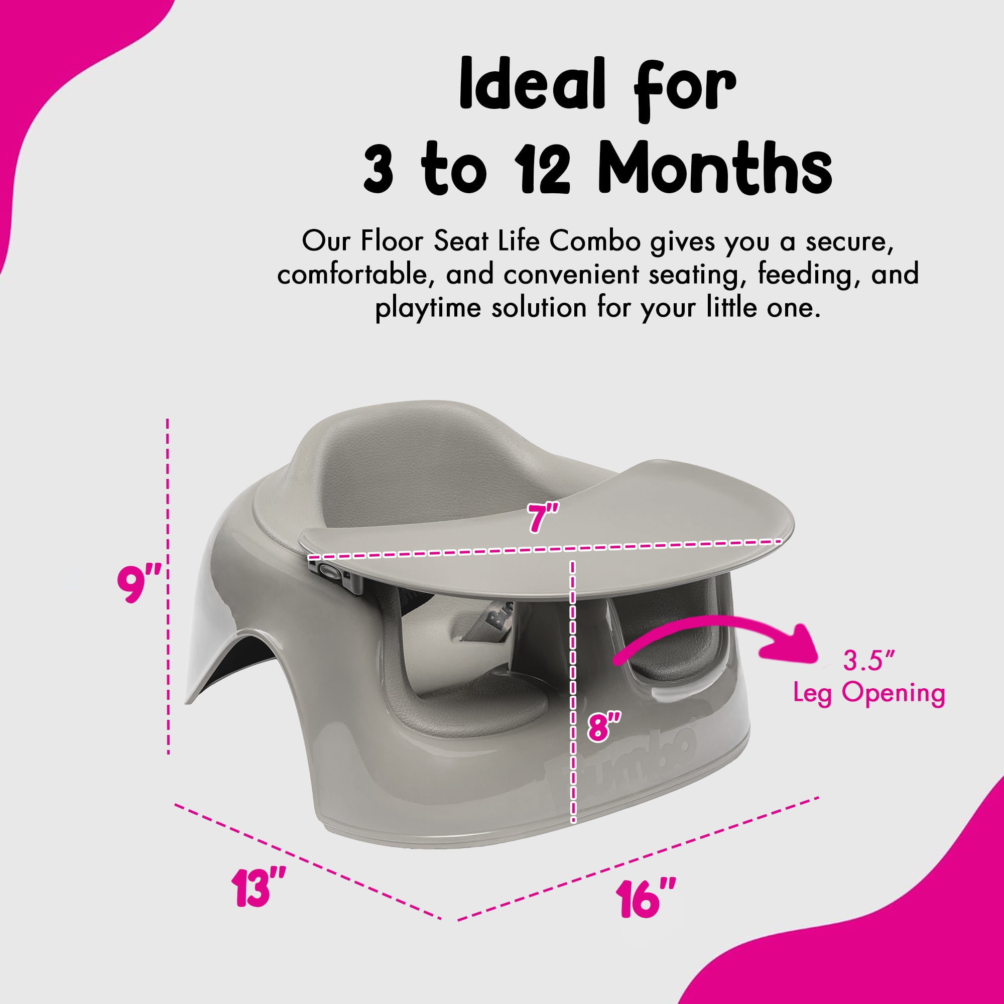 Bumbo Plastic Floor Seat Lite Baby Chair with Removable Tray for 3-12 Months, Breige