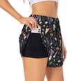 thumbnail image 2 of Disketp Mushrooms Print Women's Shorts Workout Shorts for Athletic Gym Running Shorts with Phone Pockets, 2 of 8