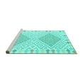 thumbnail image 2 of Ahgly Company Machine Washable Indoor Round Southwestern Turquoise Blue Country Area Rugs, 5' Round, 2 of 4