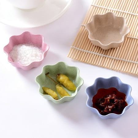 

Windfall 4PCS Flower Heart Round Shape Multipurpose Ceramic Sauce Dish Seasoning Dishes Sushi Dipping Bowl Appetizer Plates Serving Dish Saucers Bowl Snack Plate Saucers Tableware
