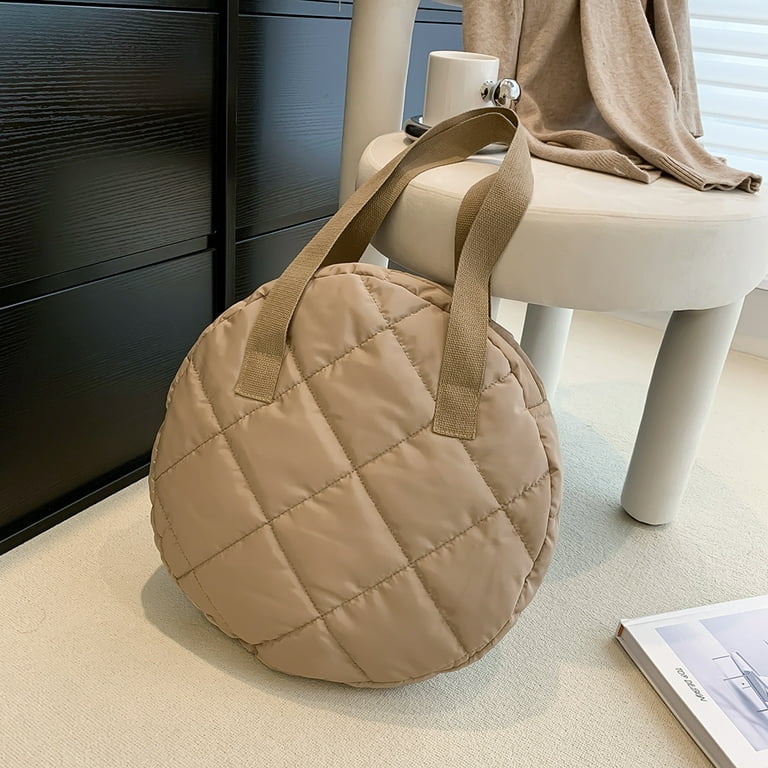 Autumn Winter Shoulder Bag Cotton Padded Round Clutch Handbag