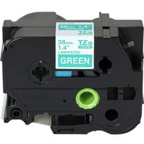 36mm (1.4") White on Green Tape For P-Touch, 8m (26.2 ft)