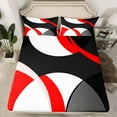 thumbnail image 2 of Erosebridal Abstract Geometry Round Bed Sheets Set Queen Size,Red Aesthetic Art Bedding Sets Queen Size,Geometric Pattern Bed Sheets Queen,Microfiber Room Decoration,4-Piece, 2 of 7