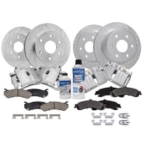 Detroit Axle - Brake Kit for Suburban Silverado Sierra 1500 Chevy Tahoe GMC Yukon, 12'' Front & 12.99'' Rear Drilled Slotted Rotors Ceramic Brake Pads Brake Calipers