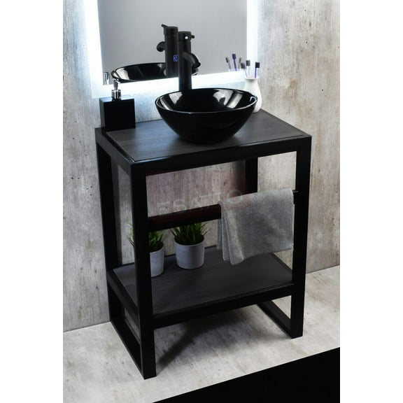 Esatto® Mueble Para Baño Con Lavabo Llave Y Desagües Tec Nero N ESATTO  MUEBLE PARA BAÑO
