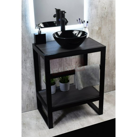 Esatto® Mueble Para Baño Con Lavabo Llave Y Desagües Tec Nero N ESATTO MUEBLE PARA BAÑO