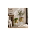 thumbnail image 3 of DecMode 16", 13"H Brushed Dome Gold Metal Planter with Curved X-Shaped Stands (2 Count), 3 of 12