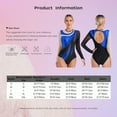thumbnail image 7 of iiniim Womens Shiny Gymnastics Leotard Metallic Contrast Color Long Sleeve Bodysuit Performance Silver L, 7 of 7