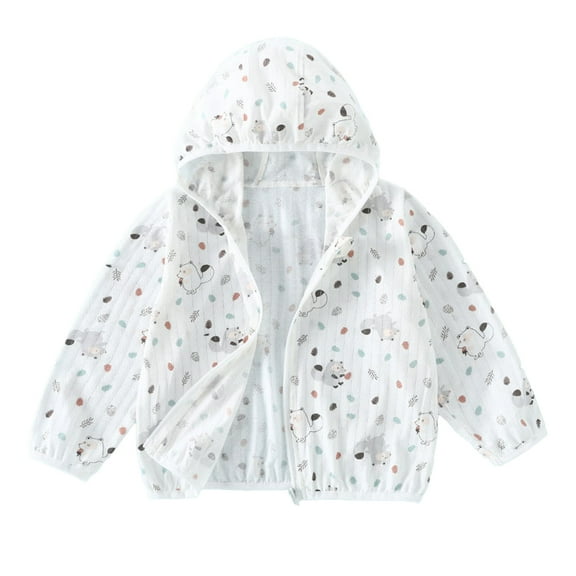 MXIEZI Kids Toddler Hooded Sun Protection Jacket for 3-14 Years Summer Print Sun Shirt UV Protection Sunsuits for Boys Girls UPF 50 Zip Front Rashguard