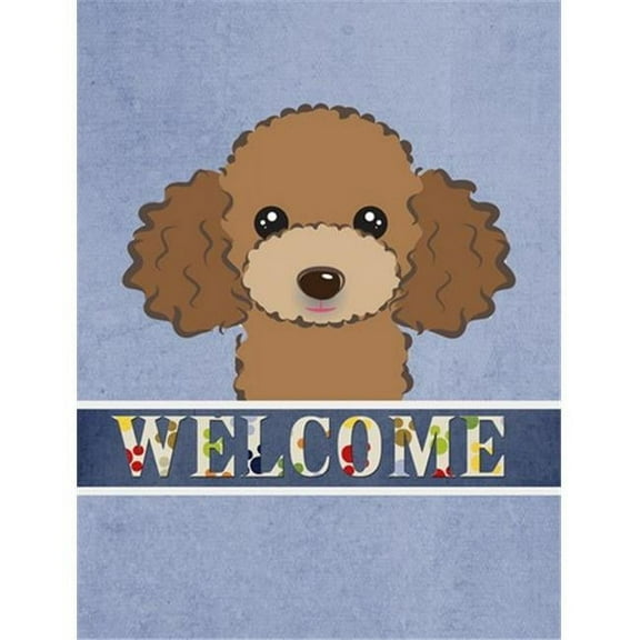 Chocolate Brown Poodle Welcome Flag Canvas House Size