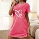 thumbnail image 1 of Camisón corto de poliéster para mujer, talla grande, estampado de San Valentín, cuello redondo, manga corta, 1 of 4
