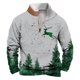 thumbnail image 1 of Sudadera sin capucha para hombre, informal, a la moda, con cuello alto, estampado, con cremallera, jersey de manga larga, blusa de poliéster para hombre, 1 of 3