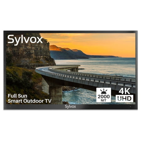 SYLVOX 65 inch Full Sun Outdoor Smart TV, 2000 Nits 4K UHD LED Television, IP55 Waterproof Television, Support Bluetooth & 2.4G Wifi (Pool Series)