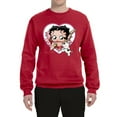 thumbnail image 2 of Wild Bobby, Betty Boop Heart Blowing Kiss Dog Betty Boop Unisex Crewneck Sweatshirt, Red, 5X-Large, 2 of 5