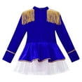 thumbnail image 6 of JanJean Girls Circus Drummer Band Costume Halloween Bodysuit Mesh Tutu Dance Dress Leotard for Royal Blue 8, 6 of 7
