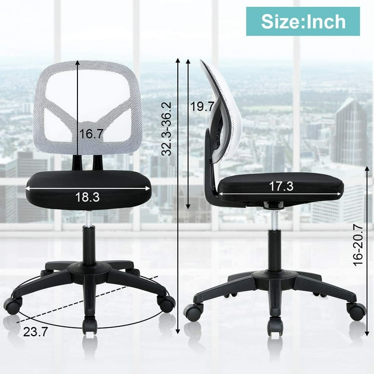 Mesh Office Chair No Arms Swivel Desk Chairs Adjustable Height