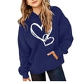 thumbnail image 5 of Girls' Heart Graphic Print Cute Hoodies Long Sleeve Pullover Hoodie Sweatshirt with Pocket Oversized Fleece Lined Cozy Jacket, 5 of 6