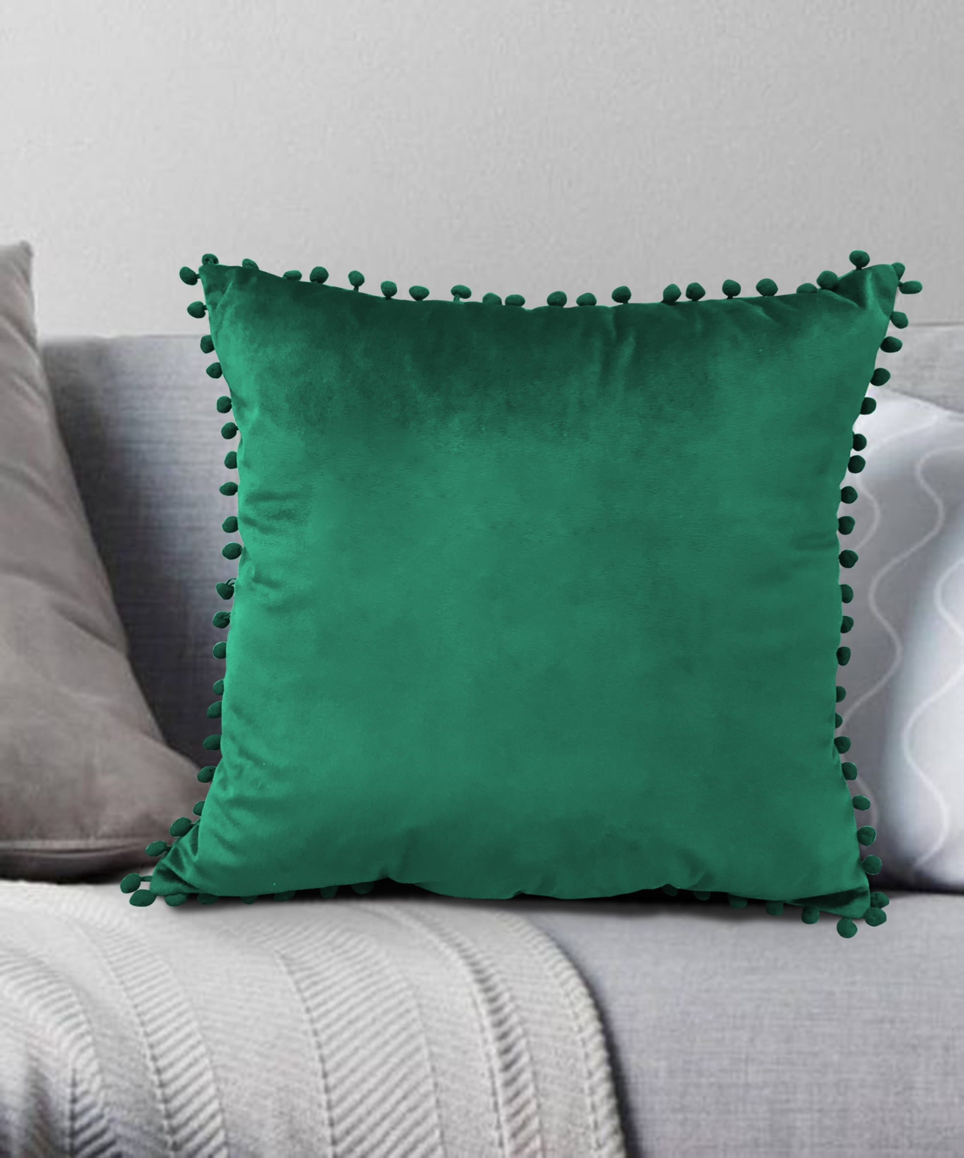 Pompom Dec Pillow Emerald Green 18X18