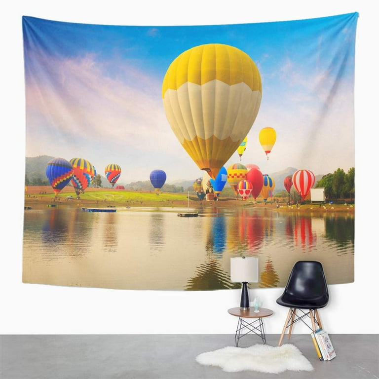 UFAEZU Blue Air Balloon Festival Landscape View and Sunset Colorful Albuquerque Hot Wall Art Hanging Tapestry Home Decor for Living Room Bedroom Dorm 51x60 inch Walmart