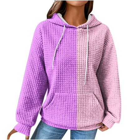 HAPIMO Sweatshirt for Women Pocket Drawstring Pullover Tops Weatern Vintage Ethnic Graphic Print Long Sleeve Relaxed Womens Hoodie Sweatshirt Teen Girls Clothes Purple XL