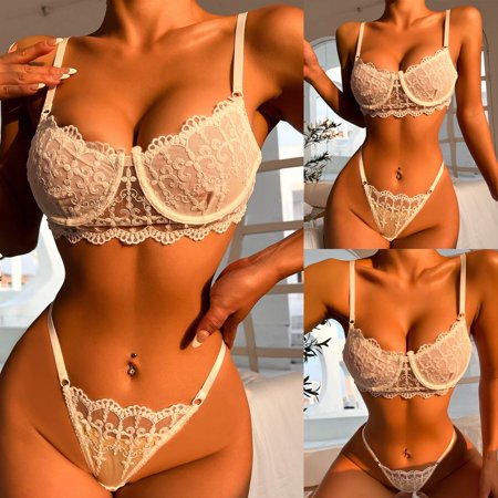 

Valentines Day Gifts! UHUYA Sexy Lingerie For Women Lingerie Sets Ladies Cute Girl Erotic Lingerie Sexy Lace Mesh Openwork Perspective Set White S